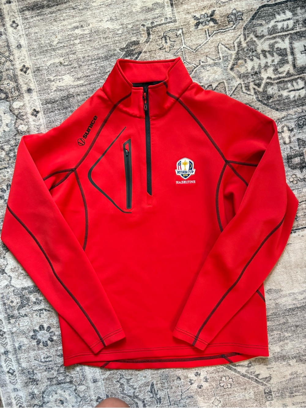 sunice Hazeltine Ryder Cup 2016 golf quarter zip pullover red size M
